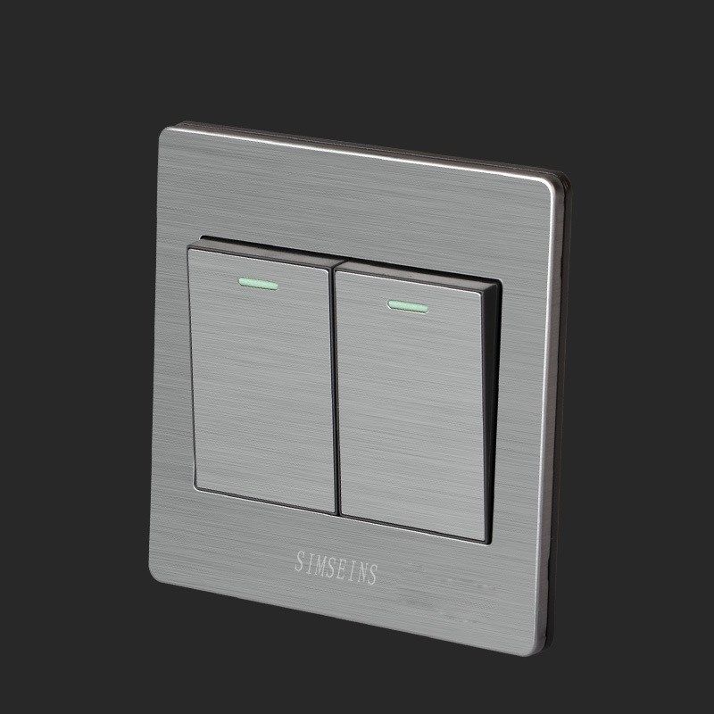 86型墙壁开e关插座不锈钢超薄开关二位单联2二开单控开关家用面板