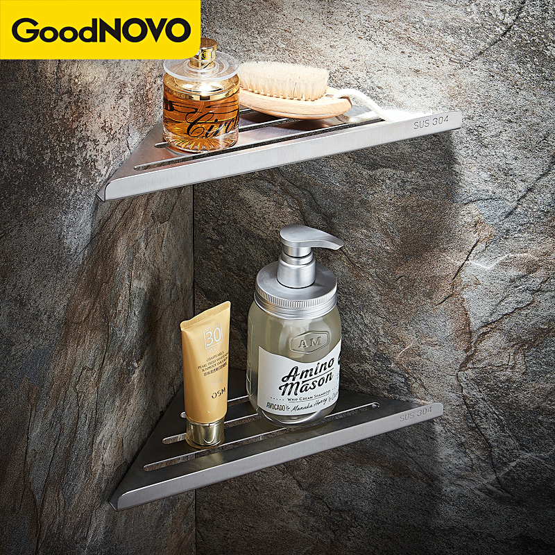 卫生间淋浴房304不锈钢三角架浴C室冲凉房墙上免打孔置物架三角蓝