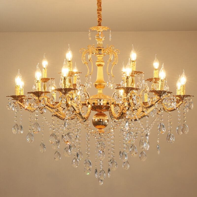 欧式锌合金吊灯餐厅灯客厅水晶灯大气复式楼别墅卧室蜡烛灯具新款
