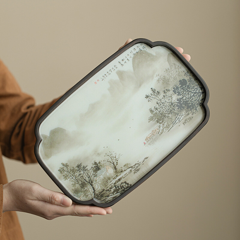 新中式国潮手工托盘小型茶盘家用复古竹制壶承茶壶垫养壶垫干泡台