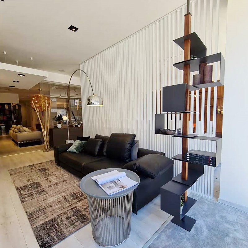 极简书架顶天立地旋转书柜展示y架家用隔断玄关意式多层金属置物