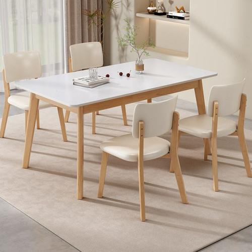 全实木餐桌岩板家用小户型现代简约轻奢客厅饭桌椅组合长方形桌子