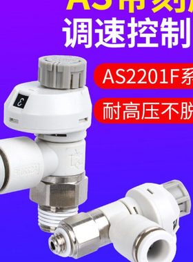 气动接头带刻度带锁节流阀调速调气阀AS1201FS-M5-04/06A/2201-01