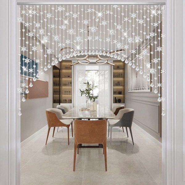 水晶珠帘过道门帘隔断帘家用玄关客厅卧室简约装饰雪花挂帘免打孔,居家布艺,珠帘/挂帘,淘宝优惠券,粉丝福利购,淘宝优惠卷