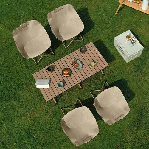 梦花园户外折叠椅月亮椅露营桌椅套装便携沙滩躺椅钓鱼椅野餐装备