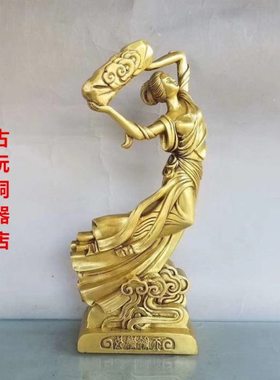 纯铜女娲补天摆件大地圣母女娲娘娘铜像玄关办公室桌面工艺品摆件