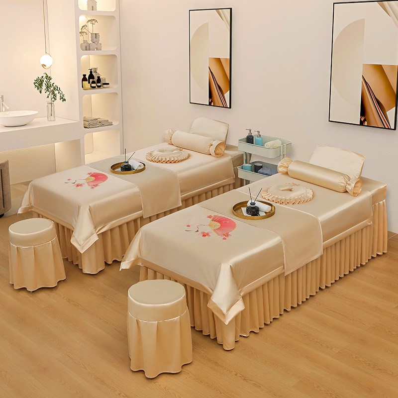 2023新款天丝美容床罩四u件套中式按摩洗头床专用采耳推拿理疗订