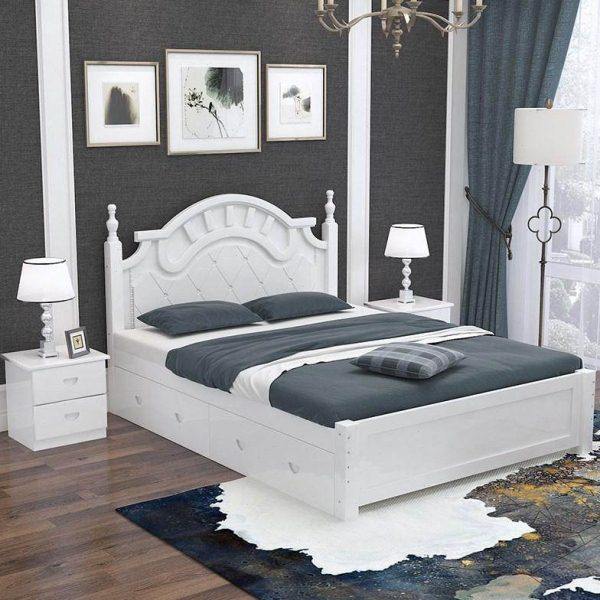 实木床白色松木床公主床硬板床欧式床单人床双人床1.2m1.5m1.8m米