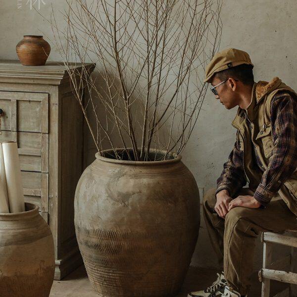 土色陶罐丨仛寂土陶花瓶落地装饰罐中古风陶瓶陶器手工罐个性大罐