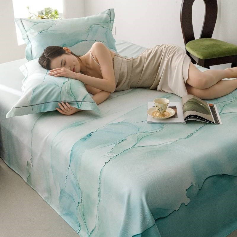 024新款 天丝竹纤维竹语天丝凉席数码2Q印花软凉床席单床笠