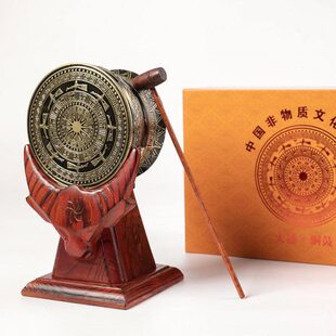 【牛头座＋铜鼓直径16㎝＋礼盒】非遗铜鼓书房办公室摆件商务礼品