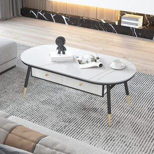 客厅茶几小户型北欧抽屉岩板茶桌简约现代石板沙发几何长方形桌子