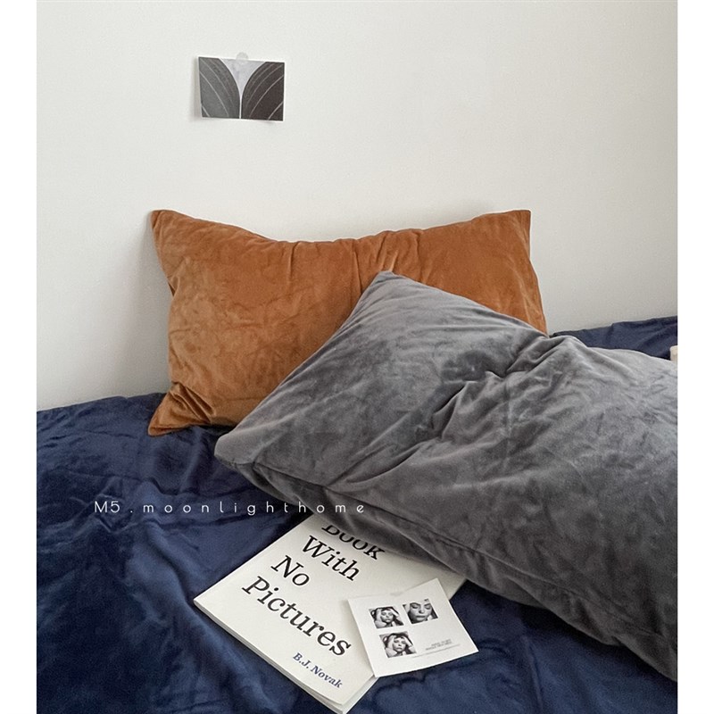 搭配自由/莫兰迪纯色毛绒天鹅绒枕套枕芯F内胆套枕头皮单个48x74c