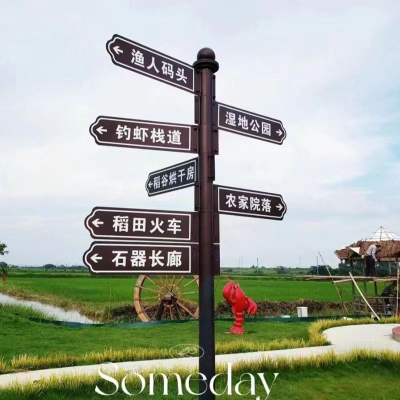 新款风景区c指示牌引路户外标识牌社区路标公园立式指向牌分流指