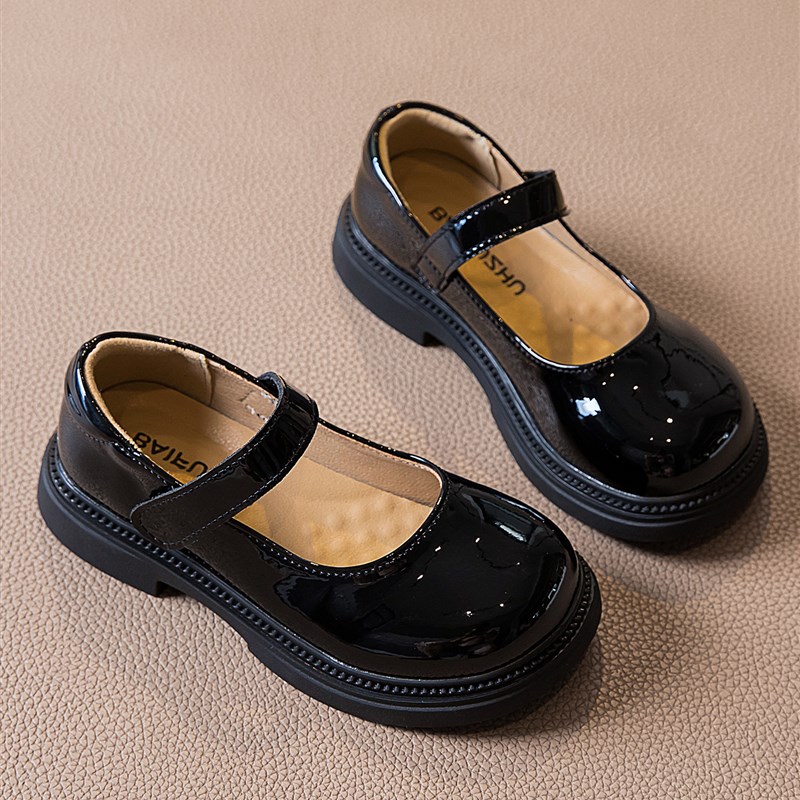 女童皮鞋黑色2025春秋单鞋x英伦礼仪演出小女孩真皮软底儿童公主