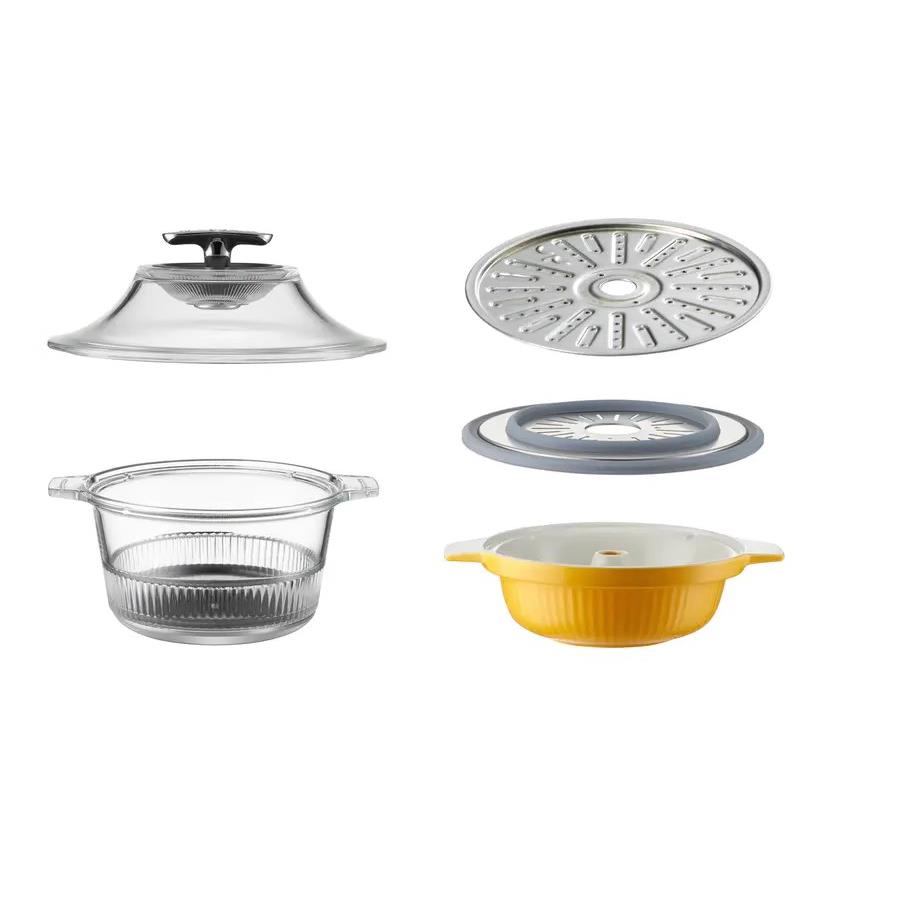 东菱DL-9009/9002蒸汽锅配件电蒸锅炖锅隔水煲汤陶瓷内胆黄色炖盅