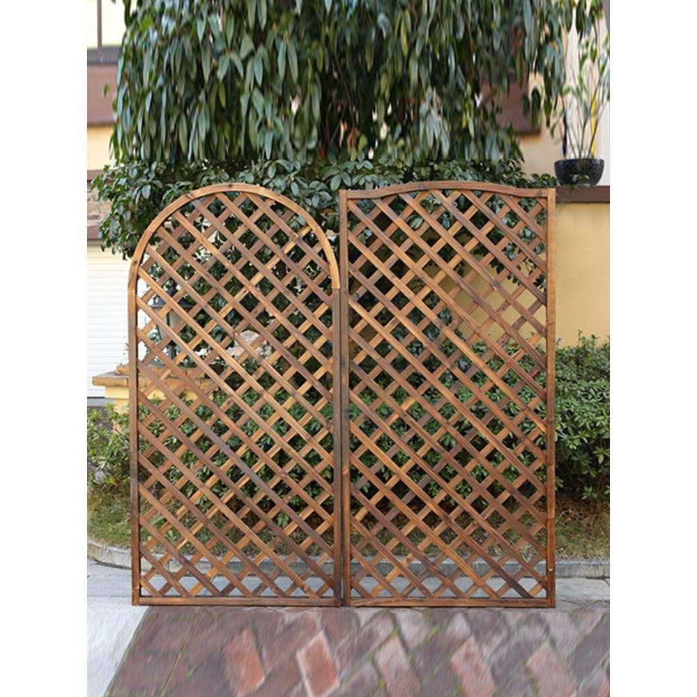 塑木栅栏防腐木网格户外实木围栏落地装饰网片护栏木篱笆爬藤架子