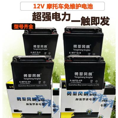 摩托车电瓶12V9a蓄电池干电池125助力踏板车12v7AH免维护通用包邮