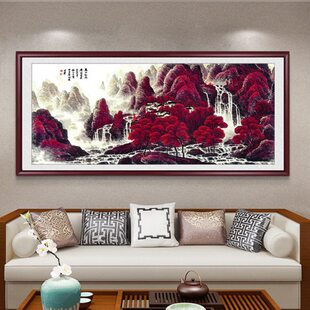 名家李可染万山红遍大气国画山水挂画办公室背景墙装饰画客厅壁画