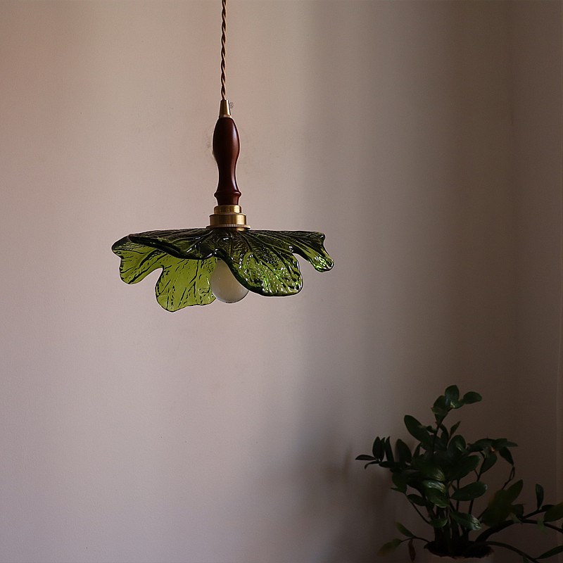 法式小清新餐厅吧台绿色玻璃吊灯日式复古民宿Q卧室床头装饰黄铜