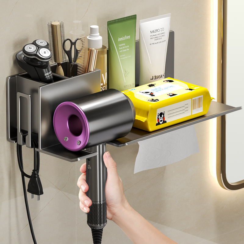 吹风机置物架免打孔卫生间壁挂吹B风筒支架浴室电吹风挂架收纳架