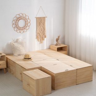 实木箱体床储物床木箱拼床飘窗拼接柜小户型收纳高箱床榻榻米床箱