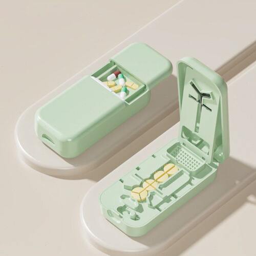 日本多功能切药器药片精准分割药丸三分一分二药片分装盒四分药盒