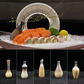 复古玉净瓶摆盘装 饰小花瓶 饰干冰小壶海鲜姿造小摆件干冰瓶冰盘装