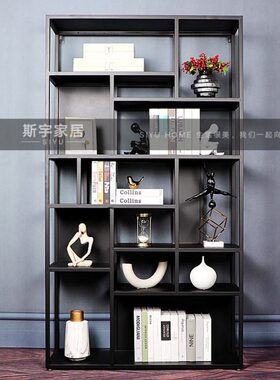 样板房间客厅创意家居书架软装饰品摆件书房博古架花器工艺品相框
