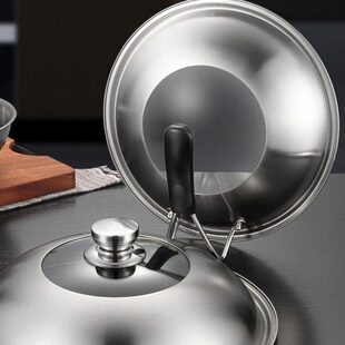 304不锈钢炒菜锅盖通用玻璃家用高拱30加高32大34寸炒锅盖子