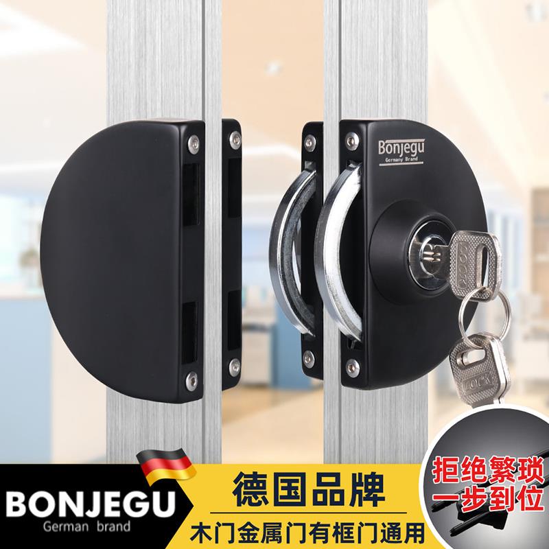 德国邦捷固有框玻璃门木门金属门中锁地弹簧大门锁夹锰钛钢哑黑