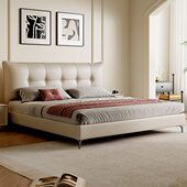 意式 新款 轻奢生态皮智能升降多功能电动床主卧1.5米双人软靠包床