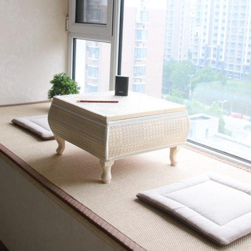 日式竹编实木小方桌简约榻榻米飘窗桌子小茶几矮桌子实木地桌炕几