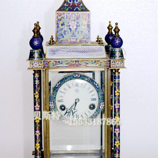 挂钟蜡台苏钟 老式 仿古董钟 景泰蓝珐琅机械钟 壁钟 上弦四明座钟