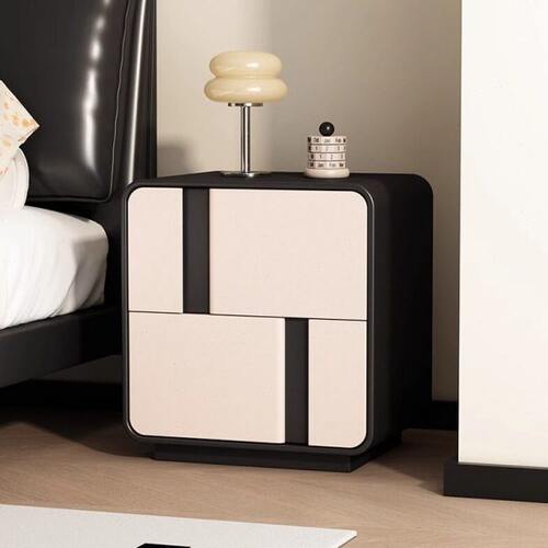 实木奶油风床头柜意式轻奢简约现代主卧小型极窄皮质免安装床边柜