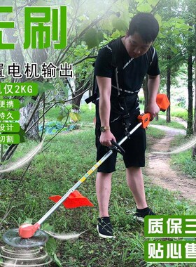 无负刷电机割草机充电式小型w家用草ZUX坪除草神器农用背动打草多