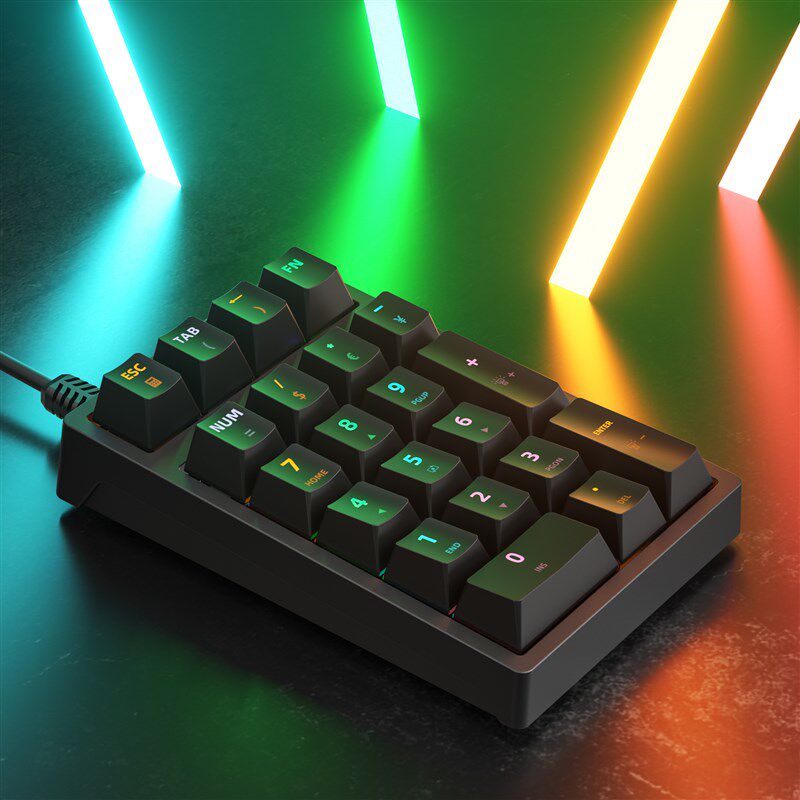 数字键盘多功能小键盘有线RGB背光青轴机械数字U小键盘银行键盘