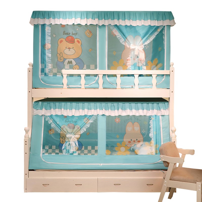 子母床防尘遮光布蚊帐床帘家用v1.2m上铺下铺双层床1.5m儿童高低