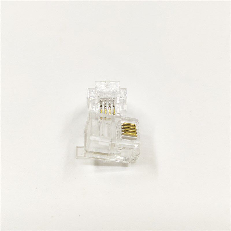 安普纯铜电话水晶头四芯6p4c连x接头AMP4芯RJ11电话线语音100镀金