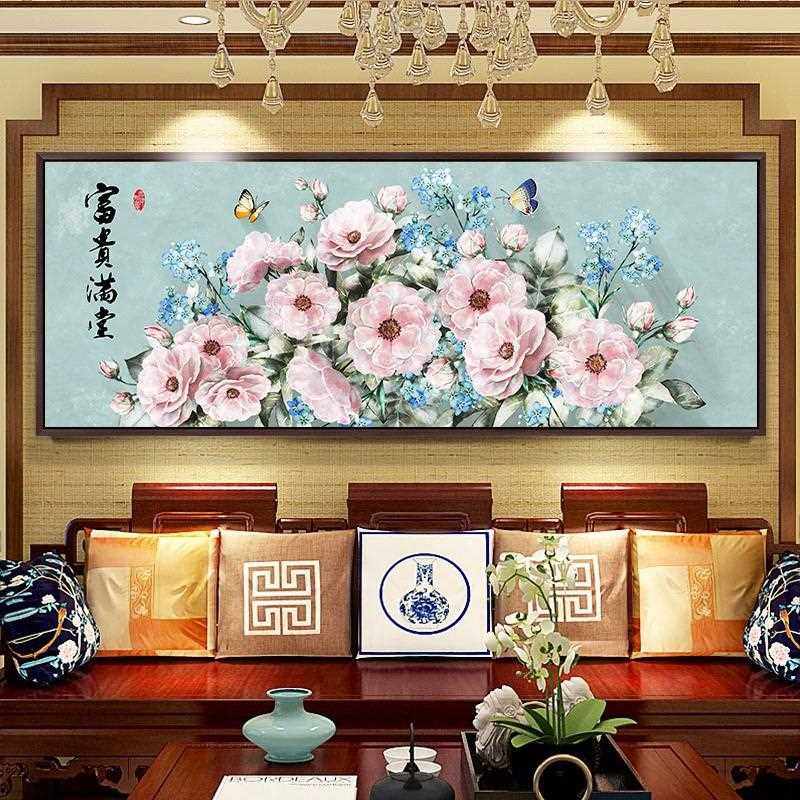 纯手工十字绣成品花开富贵新款满绣客厅画牡丹富贵满堂绣好的出售