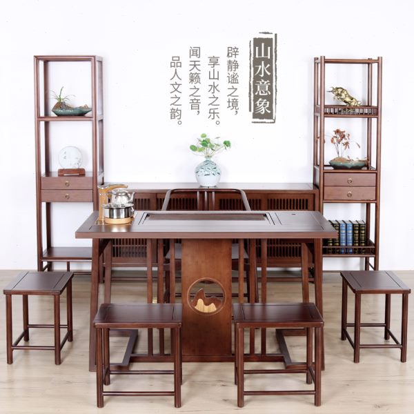 新中式茶桌国风茶桌椅组合几小茶台禅意实木泡茶桌功夫茶几茶台一