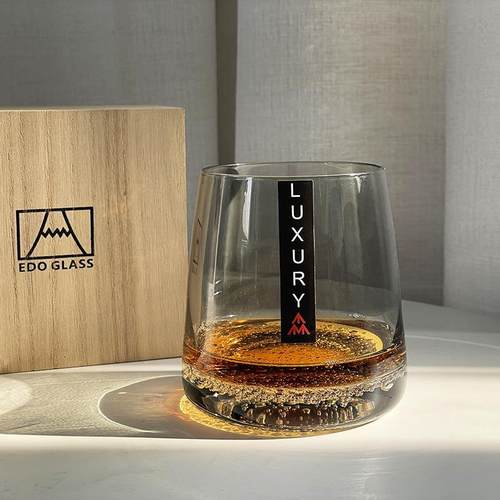 玄武岩水晶男士威士忌杯高档灰色玻璃杯子洋酒北欧家用小众啤酒杯
