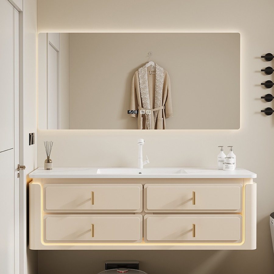 杜邦可丽耐智能轻奢岩板热弯一体盆浴室柜组合洗脸盆卫生间洗漱台,家装主材,浴室柜组合,淘宝优惠券,粉丝福利购,淘宝优惠卷