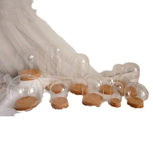 现货速发56PC文玩玻璃罩展示盒橄榄核雕单籽防尘密封罩软木塞防脱