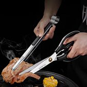 高美加厚不锈钢厨房剪刀韩式 料理烤肉鸡肉牛排剪烧烤餐厅专用126