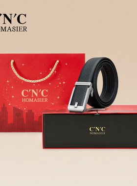 C'N'CHOMASIER男士皮带自动扣内穿式休闲设计风纯牛皮不漏尾腰带