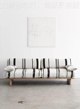 多巴胺实木沙发拆中古风户设计师小型厅卧室布客78645艺沙发可洗