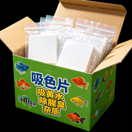 【高效净水】鱼缸吸色片去黄水污水色母片净水宝活性蛋白棉净化水