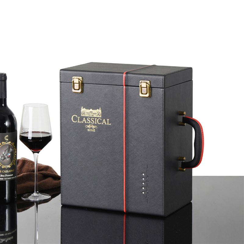 双支红酒礼盒包装盒4支装红酒箱通用6支装葡萄酒S盒子高档定制皮