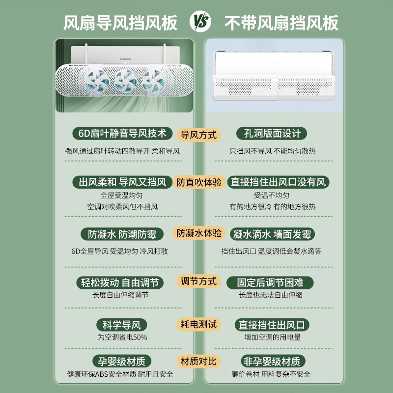 空调挡风板e防直吹冷气出风口帘挡板壁挂式遮导风罩通用挂机免安